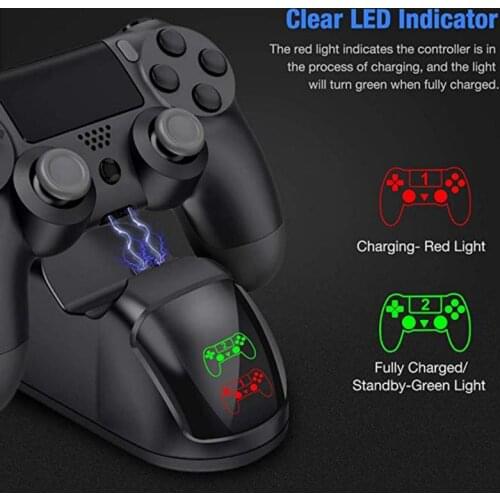 Dual Controllers Fast Charger For PlayStation 4 USB Dualshock Wireless Gamepads Charging Dock Stand With LED Light