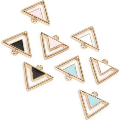 10pcs 15mm Zinc Alloy Triangle Enamel Charms Pendants For DIY Earrings Necklace Bracelet Jewelry Findings
