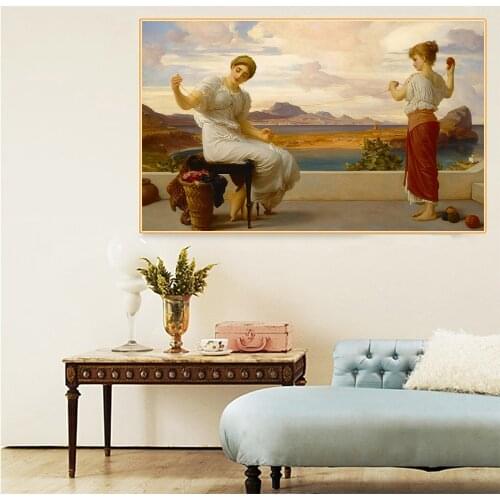 Citon Canvas Art Oil Painting Frederic Leighton《Winding the skein 》Art Poster Picture Modern Wall Decor Home Decoration