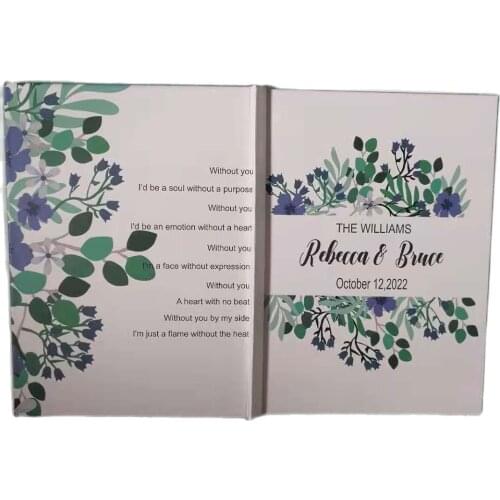 Customized Signature Green Wedding Guest Book Rustic Wedding Favor Custom Hardcover Book