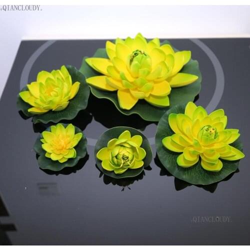 Artificial Green Lotus fake lotus leaf Leaves flowers ponds swimming Water Lily Floating Pool home garden Plants Wedding D24
