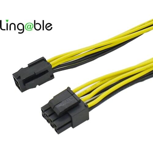 Lingable CPU 4Pin to 8Pin Power Extension Cable 20cm for Mining BTC Cables Adapter for PC 4P to 8P CPU P4 to P8 Converter Wire