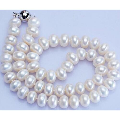 Beautiful AAA 11-10MM NATURAL White PEARL NECKLACE 18" 36"