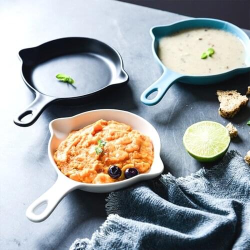 Matte Creative Single Handle Ceramic Baking Tray Household Japanese Breakfast Plate Oven Rice Dish And Tableware Dinner Plate