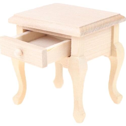 1/12 Dollhouse Miniature Wooden Bedroom Bedside Cabinet Furniture Accessories