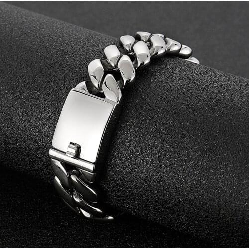 Fashionable Mens Stainless Steel Casting Wide Jewelry European and American Punk Style Diamond Titanium Steel Bracelet