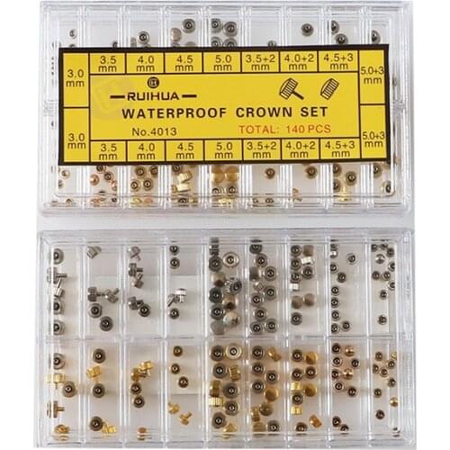 New Arrival 140pcs Watch Crown Parts Replacement Assorted Dome Flat Head Watch Accessory high quality Hot Sale