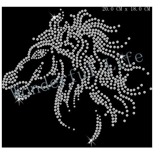 New product free shipping fashion HORSE Clear crysal hotfix Rhinestones Iron On Motifs Heat Transfer