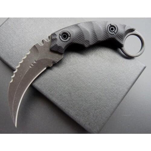 C1691 Karambit Claw D2 Stonewash Blade Fixed Blade Knife Camping Hunting Survival Tactical Pocket Knife EDC Multi Tools