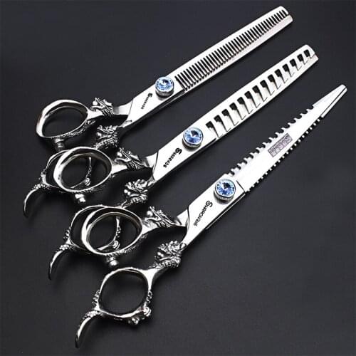 Scissors tool set 7 inch flat cut tooth scissors stainless steel pet grooming scissors stainless steel haircut