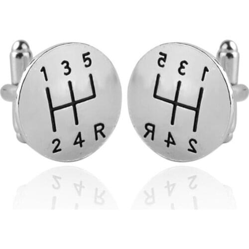 One pair popular 2cm round black enamel alloy autombile Manual gear diy cufflinks xyc190