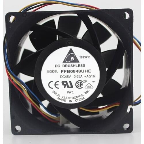 Original PFB0848UHE 8CM 80*38mm 48V 0.65A 4-wire pwm gale volume double ball cooling fan