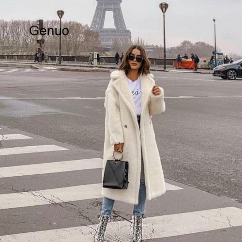 Autumn Winter Women Beige Teddy Coat Stylish Female Thick Warm Cashmere Jacket Casual Girls Streetwear