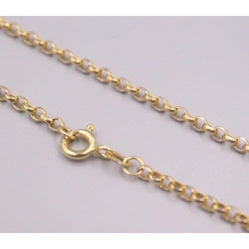 Real Genuine 18K Yellow Gold Necklace For Women 2.5mm Rolo Chain Real Gold Link 16inch 18inchL Jewelry