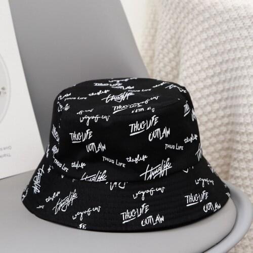 Summer new fisherman hat wild double-sided sun hat female letter printing fisherman hat cotton unisex