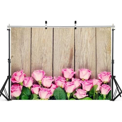Pink Rose Flower Wood Board Photography Background Prop For Baby Shower Kid Party Portrait Food Cake Backdrop Photo Studio Decor