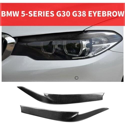 2PCS Car Styling Real Carbon Fiber Headlight Eyebrow Eyelids For BMW G30 G38 530li 540li M550i 5-series Trim Cover Sticker 2018