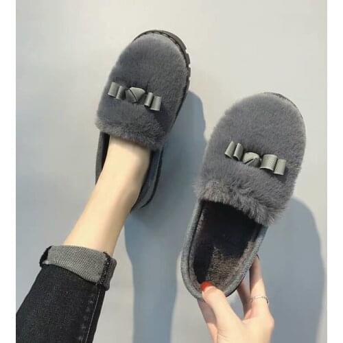 Inter Cotton Slippers Womens Indoor Home Slippers Warm Cotton Shoes Bag Heel Plush Three Color Cotton Shoes Lady