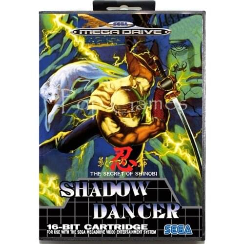 Shadow Dancer with Box for 16 bit Sega MD Game Card for Mega Drive for Genesis Video Console