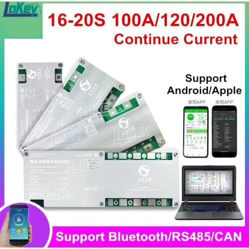 Thin Slim Version Smart BMS 200A 100A Lithium Battery Protection Board BMS Lipo lifepo4 LTO 16S 20S BMS 72V 60V 48V Bluetooth
