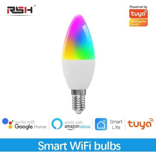 Tuya Smart WiFi Smart Birne RGB + W + C LED Kerze Birne E14 Dimmbare Licht Smart Lebensdauer Fernbedienung Stimme control Mit Al