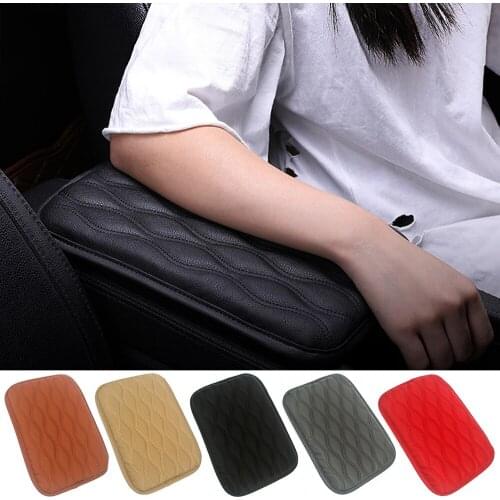 Universal Stripe Soft PU Leather Car Central Armrest Console Box Pad Cover Auto Accessories Armrest Seat Protective Cushion Mat