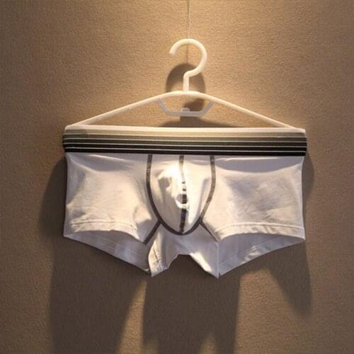 Hip Lift Cotton Sexy Mens Panties Flat Corner Pants Japanese Solid Color Simple Elastic Breathable U Bag Underwear Boxer Shorts