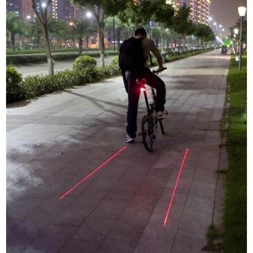 Cycling Bike Bicycle 2 Laser Projector Red Lamps Beam and 3 LED Rear Tail Lights (Color: Red)