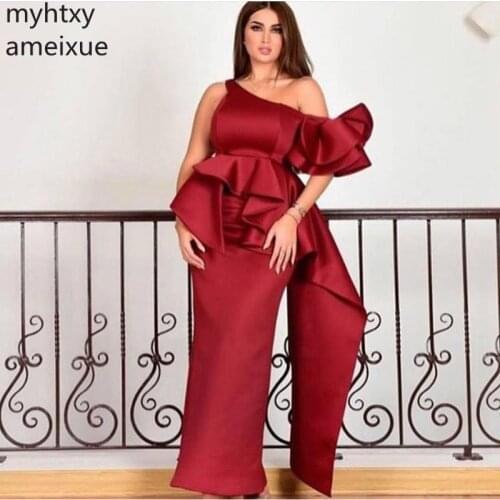 Hot New Arrival Vintage Big Red Plus Size Evening Dresses Long Taffeta Dubai Arabic Dress Party Robe De Soiree Musulman Formal