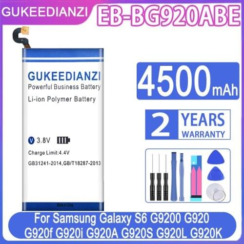 GUKEEDIANZI Battery EB-BG920ABE For Samsung GALAXY S6 SM-G920 G920F G920i G920A G920V G9200 G9208 G9209 4500mAh S6 Power Bank