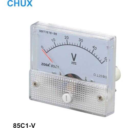 Voltmeter 85C1-V 5V 10V 15V 30V 50V 75V 100V 250V DC Direct Analog Meter Panel Gauge DC Voltage Current Meter 64*56MM