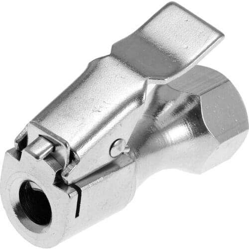 Car Bicycle Air Compressor Chuck Nozzle Clip On Tire Valve Plug Silver