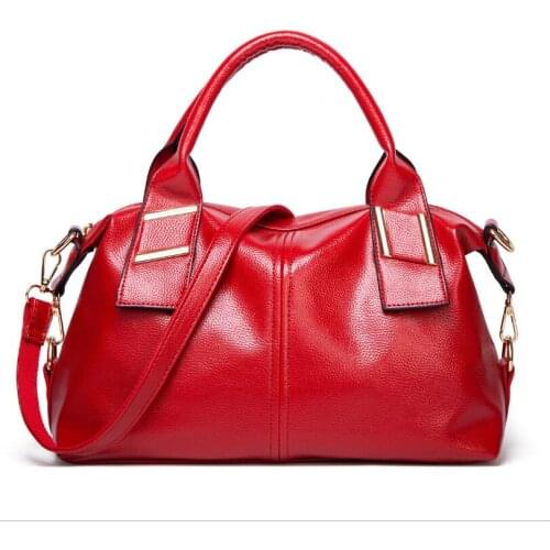 Soft Leather Boston Ladies Bag Large-Capacity Womens Handbag Fashion All-Match Messenger Bag High-Quality Leather Shoulder Bag