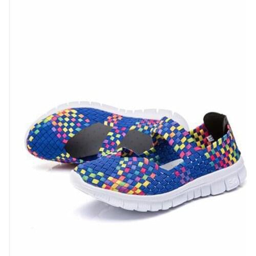 Weave Open Toe Cut-outs Shallow Fashion Lazy Breathable Women Flat Heel Shoes 2020 Summer Flat Platform Sneakers Women big size