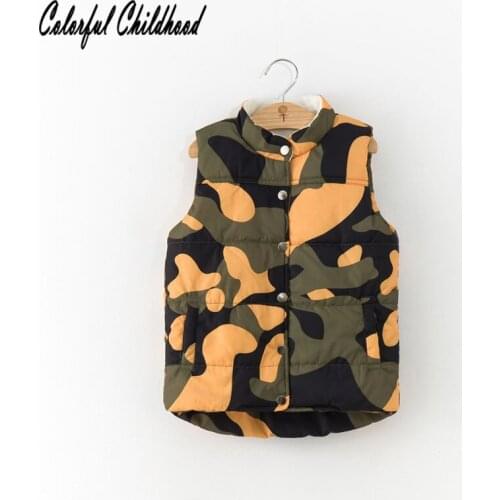 Camo printing vest for boy/girls thick terry waistcoat baby girls clothing jacket outwear children tops 2-7Yrs