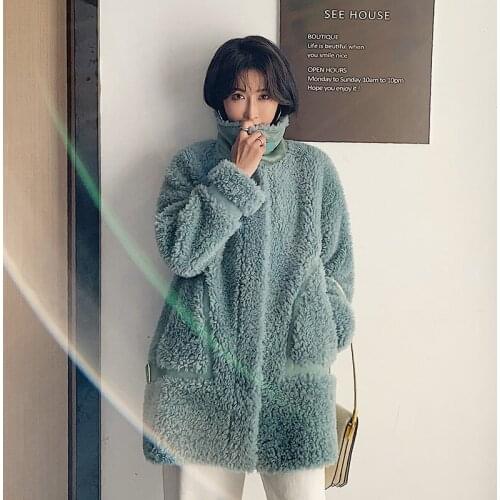 Winter Real Fur Coat Women Shearing 100% Wool Fur Jacket Korean Loose jackets Abrigos Mujer Invierno 2020 SGT-003 KJ3411