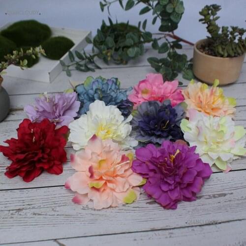1/10/100 pieces Artificial Peony Silk flower Heads Garland wedding decoration Wreath Scrapbook Gift box Bridal ball headwear D52