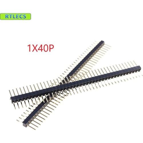 10 pcs 1x40 P 40 Pin 1.27 mm PCB Male Header Single Row Strip Right Angle SMT / SMD Surface Mount PCB 90 Degree Rohs
