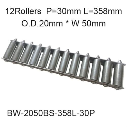 12pcs wheels 30mm Pitch 358mm Length Skate Wheel Conveyor 20mm O.D.*50mm Width Wheeled Gravity Conveyor roller Capacity 50Kgf