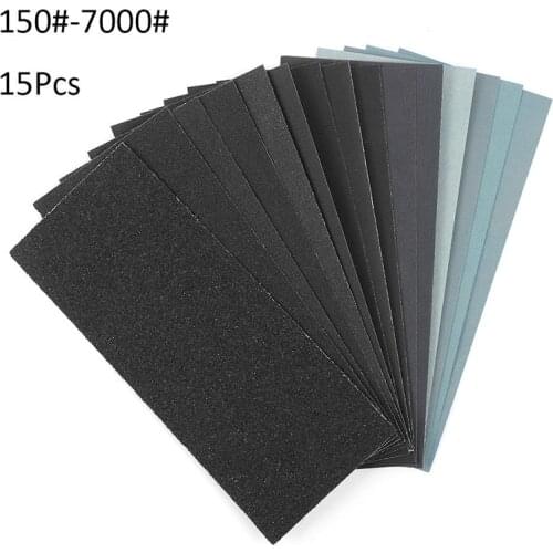 15PCS Wet Dry Sandpaper Sand Paper Polishing 150 To 7000 Grit Assortment Abrasive Paper For Sanding Wood Furniture Finishing