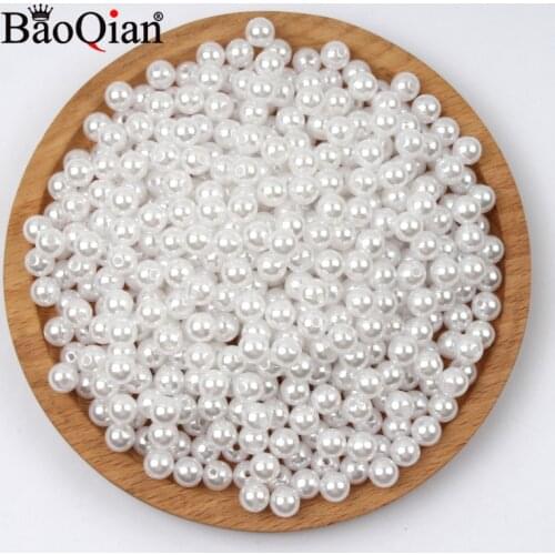 3-20mm White ABS Acrylic Round White Imitation Pearl Beads For DIY Sewing Craft Grament Clothes Headwear Shoes Bags Hats Decor