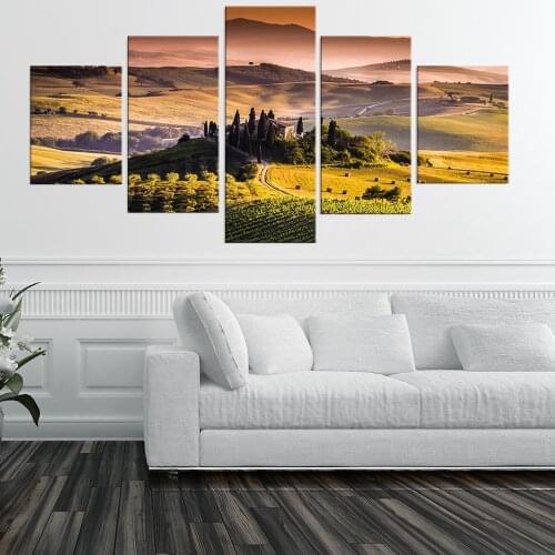 HD Prints Pictures 5 Piece Tuscany Italy Landscape Canvas Paintings Wall Art for Living Room Home Decor Posters Framework