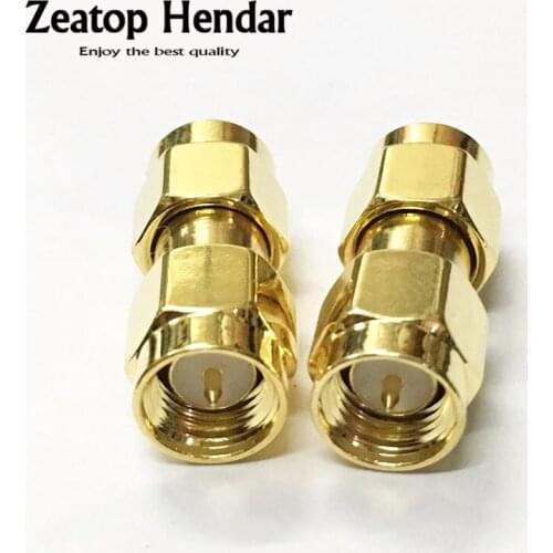 50Pcs Gold Tone Copper SMA Male to SMA Male Plug In Series RF Coaxial Adapter Connector