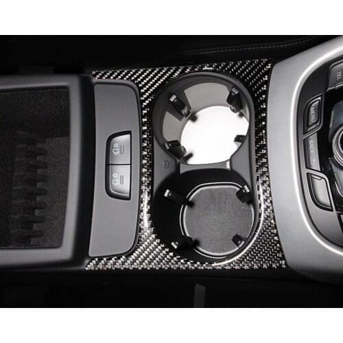 Car Carbon Fiber Water Cup Holder Panel Cover Sticker Trim For Audi Q5 2009 2010 2011 2012 2013 2014 2015 2016 2017