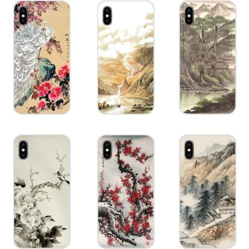 For Xiaomi Redmi 4A S2 Note 3 3S 4 4X 5 Plus 6 7 6A Pro Pocophone F1 Accessories Phone Cases Covers Chinese watercolor painting