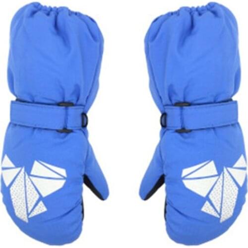 Children Winter Warm Gloves Boys Girls Geometric Print Thick Windproof Mittens L4MC