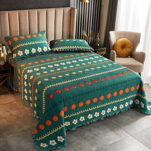 Home Textile Bed Spread Kiing Size Flower Printing Bed Cover Adults Bedspread Winter Summer Warm Quilted Quilt Blanket Only