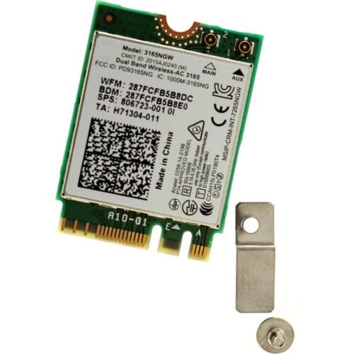 Dual Band Wireless-AC 3165AC 3165 433Mbps 802.11ac M2 NGFF Mini PCI-E WiFi Adapter WLAN Card + Bluetooth 4.0 for Intel 3165NGW