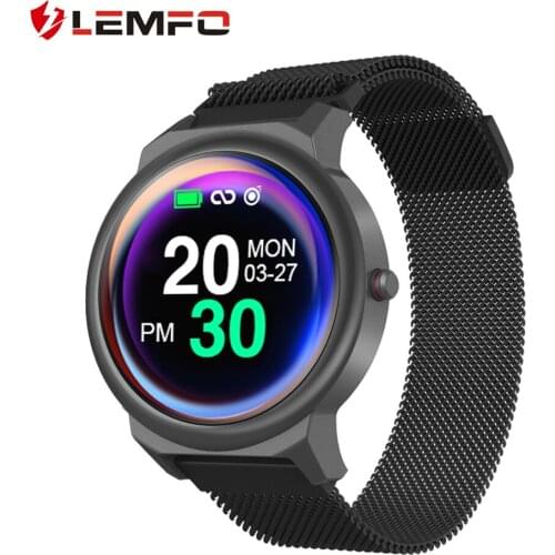 ELF1 Smart Watch Men 1.3 Inch Full Round Touch Screen Heart Rate Monitor IP67 Waterproof Steel Strap Replaceable For Gift