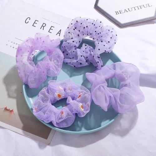 Purple Series Girls Fashion Elastic Hair Bands Ponytail Holder Scrunchies Rubber Bands Hair Ropes Lady Hair Styling Accessories
